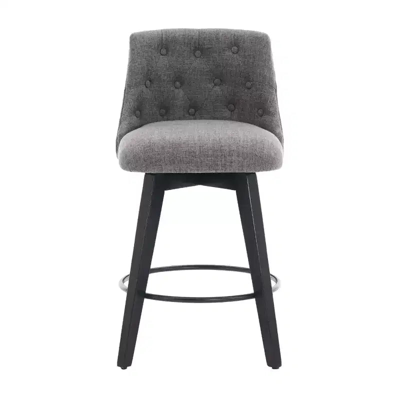 MAYEERTY Lot de 2 tabourets de bar pivotants à 360° gris - Tabourets de comptoir à cadre en bois massif pour bar de maison