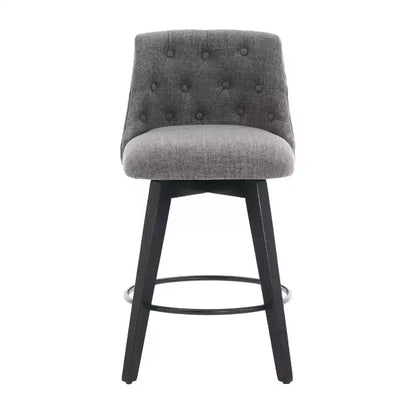 MAYEERTY Lot de 2 tabourets de bar pivotants à 360° gris - Tabourets de comptoir à cadre en bois massif pour bar de maison