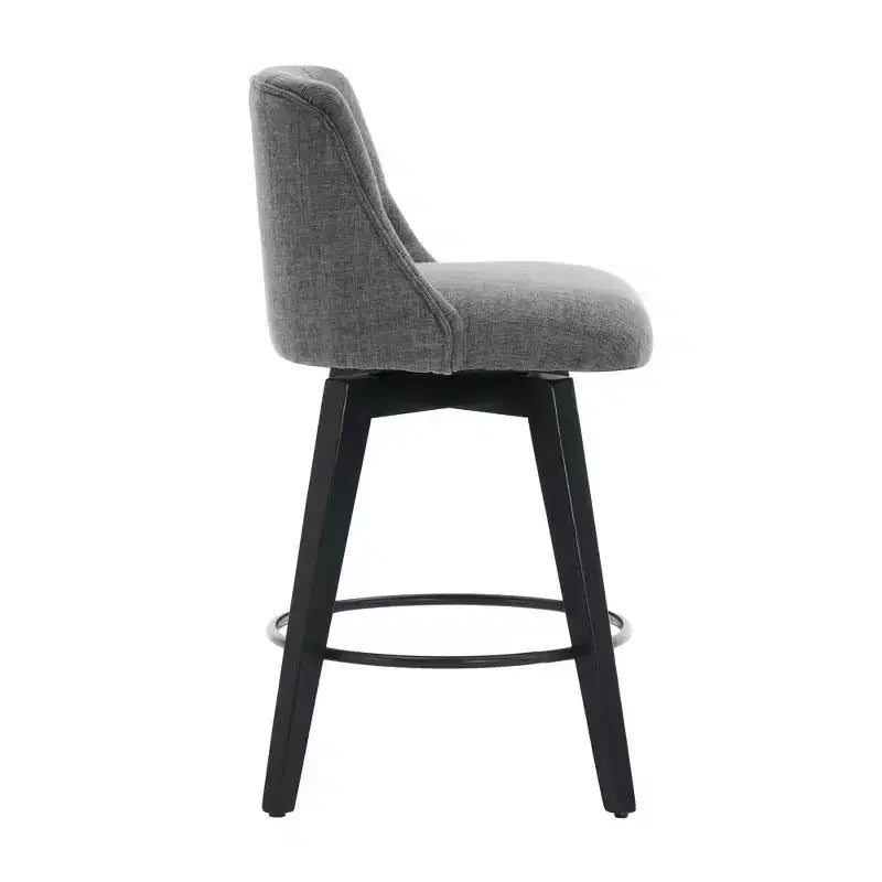 MAYEERTY Lot de 2 tabourets de bar pivotants à 360° gris - Tabourets de comptoir à cadre en bois massif pour bar de maison