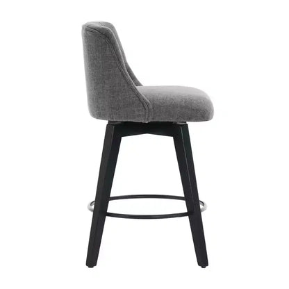 MAYEERTY Lot de 2 tabourets de bar pivotants à 360° gris - Tabourets de comptoir à cadre en bois massif pour bar de maison