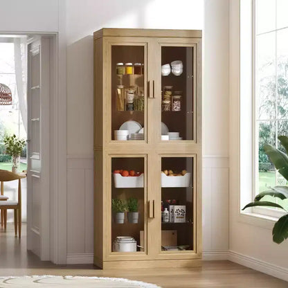 Meuble TV Dovelina en bois avec étagères décoratives, portes vitrées et étagères réglables - 45