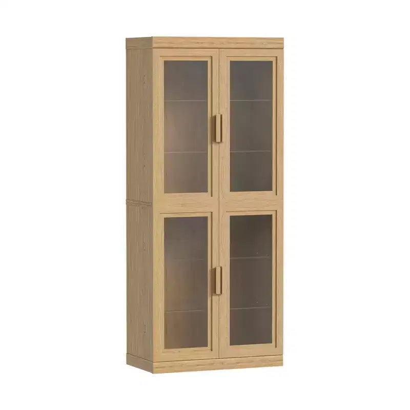Meuble TV Dovelina en bois avec étagères décoratives, portes vitrées et étagères réglables - 45