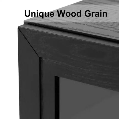 Meuble TV Dovelina en bois avec étagères décoratives, portes vitrées et étagères réglables - 45
