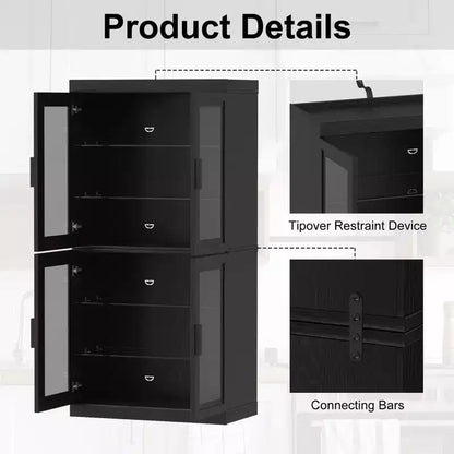 Meuble TV Dovelina en bois avec étagères décoratives, portes vitrées et étagères réglables - 45