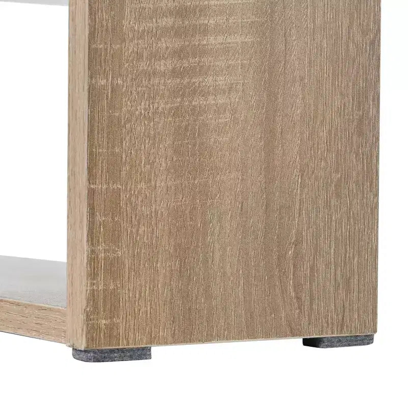 Table basse rectangulaire avec tiroirs de rangement, table centrale bicolore brillante avec compartiments cachés, table d'appoint avec étagère de rangement ouverte