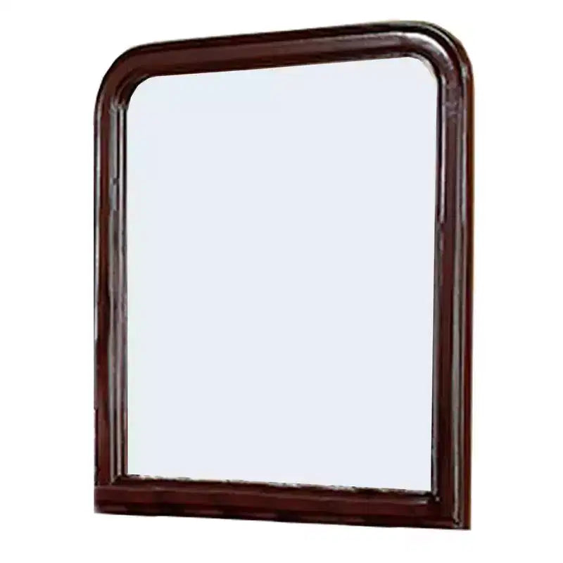 Royal Hampton 37 Inches Wooden Mirror with Curved Edges, Brown