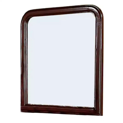 Royal Hampton 37 Inches Wooden Mirror with Curved Edges, Brown