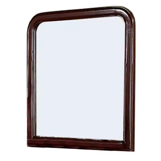 Royal Hampton 37 Inches Wooden Mirror with Curved Edges, Brown