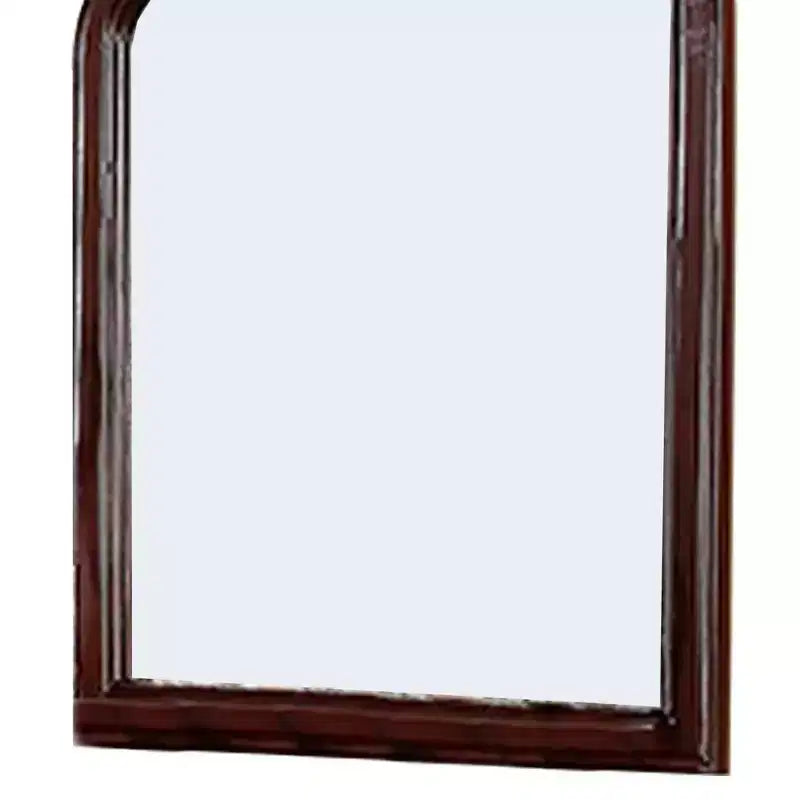 Miroir en bois Royal Hampton de 37 pouces avec bords incurvés, marron