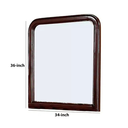 Miroir en bois Royal Hampton de 37 pouces avec bords incurvés, marron