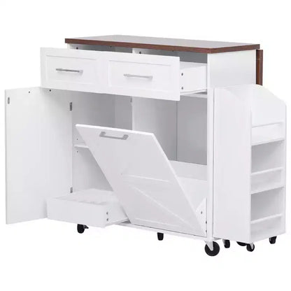 PexFix 47,2 Îlot de cuisine de ferme avec abattant, îlot de rangement de cuisine avec étagères latérales amovibles, deux tiroirs pour cuisine, salle à manger, blanc