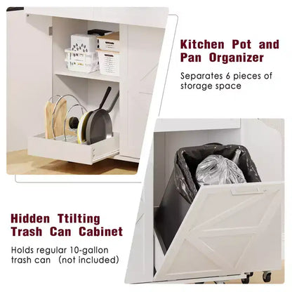 PexFix 47,2 Îlot de cuisine de ferme avec abattant, îlot de rangement de cuisine avec étagères latérales amovibles, deux tiroirs pour cuisine, salle à manger, blanc