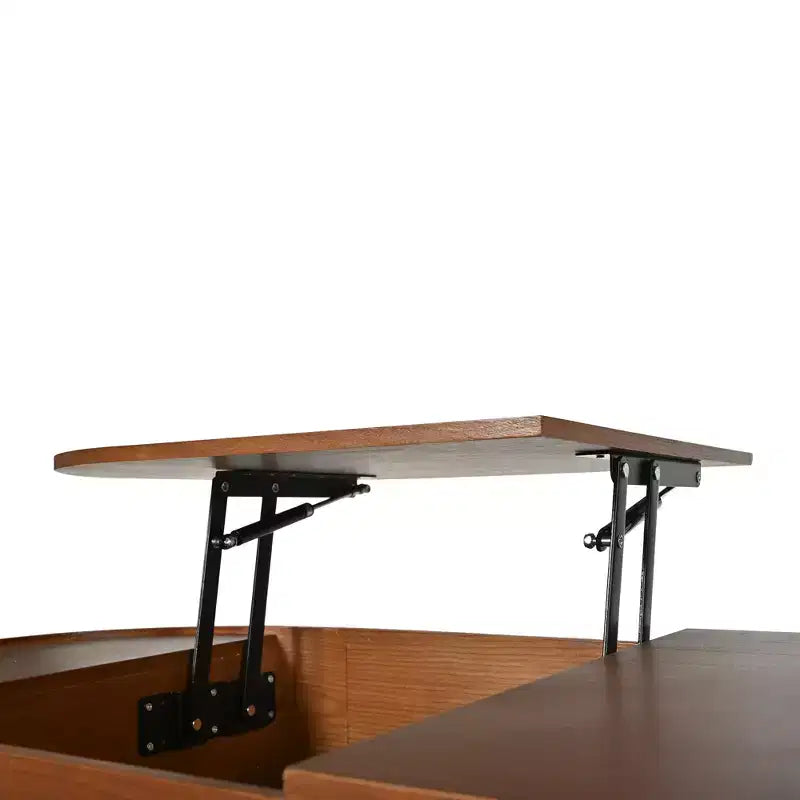Table Basse Relevable avec Plateau, Table Centrale Ovale avec Rangement, Table de Canapé Moderne en Bois avec Tiroirs pour Salon, 120 cm