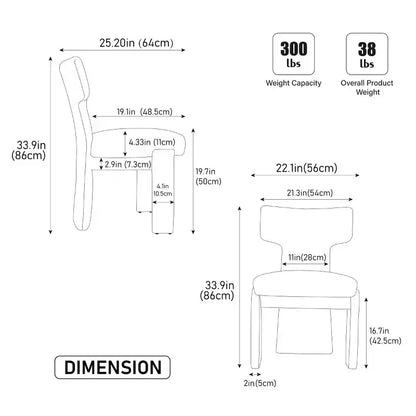 Lot de 2 chaises de salle à manger modernes rembourrées avec pieds en bois, chaises d'appoint élégantes sans accoudoirs pour la salle à manger, la cuisine ou les espaces de vie - Panipeachy