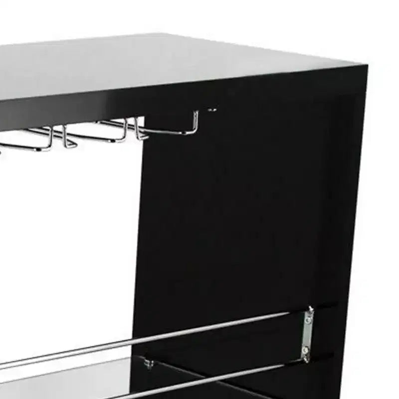 Table de bar moderne Royal Hampton de 42 pouces, 3 étagères, verre trempé, noir, chrome