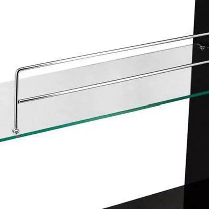 Table de bar moderne Royal Hampton de 42 pouces, 3 étagères, verre trempé, noir, chrome