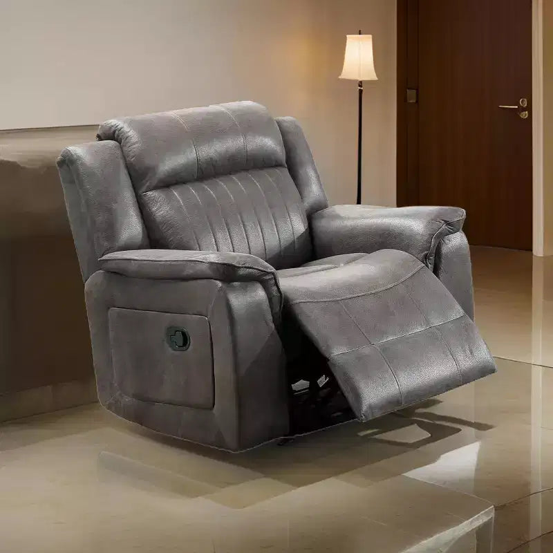 Royal Hampton Fabric Manual Recliner Chair with Pillow Top Arms, Gray