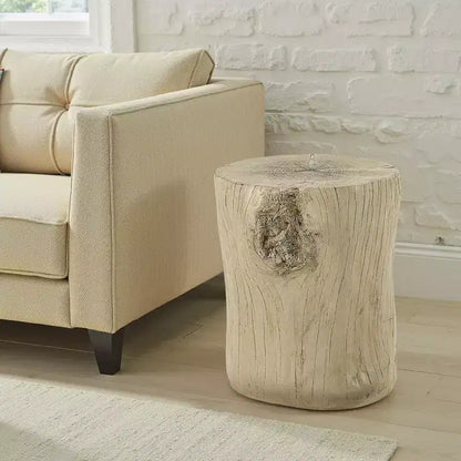 Royal Hampton Accent Table, Light Natural Brown Cement, Log Shape, 14 Inch