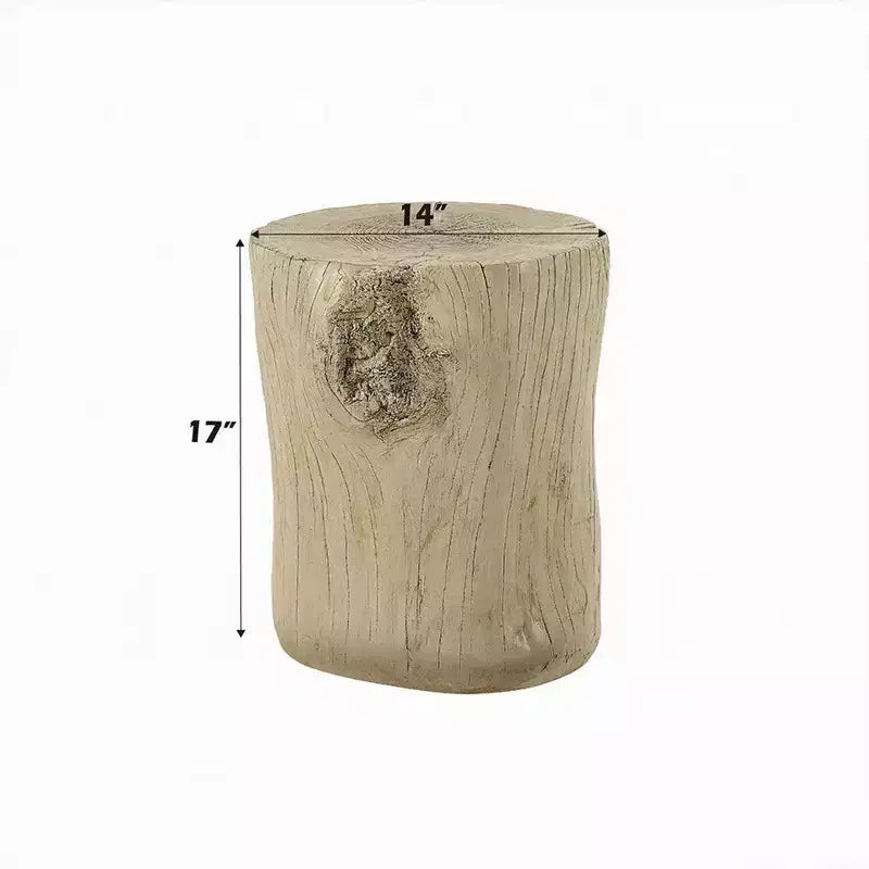 Table d'appoint Royal Hampton, ciment marron clair naturel, forme de bûche, 35,5 cm