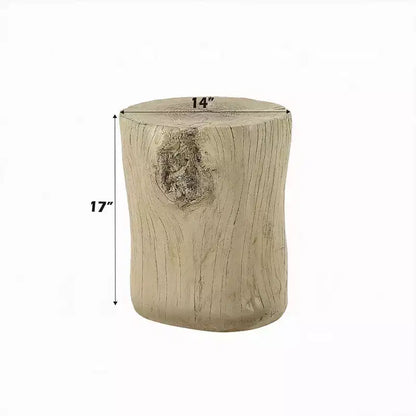 Table d'appoint Royal Hampton, ciment marron clair naturel, forme de bûche, 35,5 cm