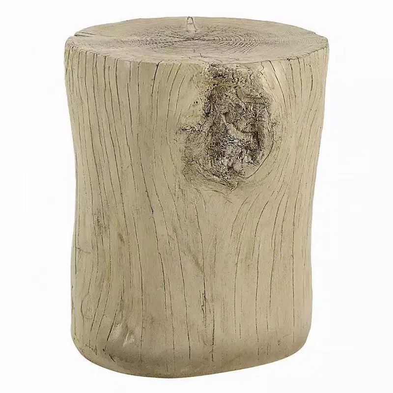 Table d'appoint Royal Hampton, ciment marron clair naturel, forme de bûche, 35,5 cm