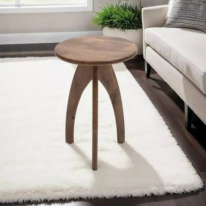 Jofran, Table d'appoint ronde incurvée "Space Age" du milieu du siècle en bois massif