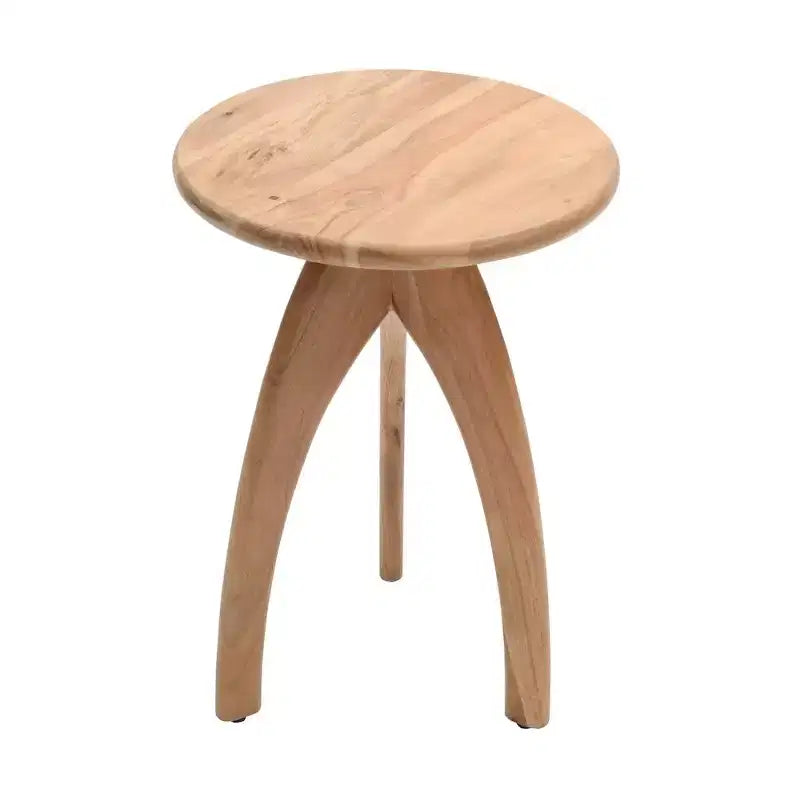 Jofran, Table d'appoint ronde incurvée "Space Age" du milieu du siècle en bois massif