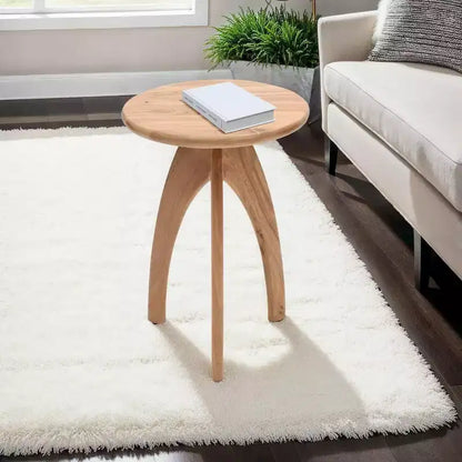 Jofran, Table d'appoint ronde incurvée "Space Age" du milieu du siècle en bois massif