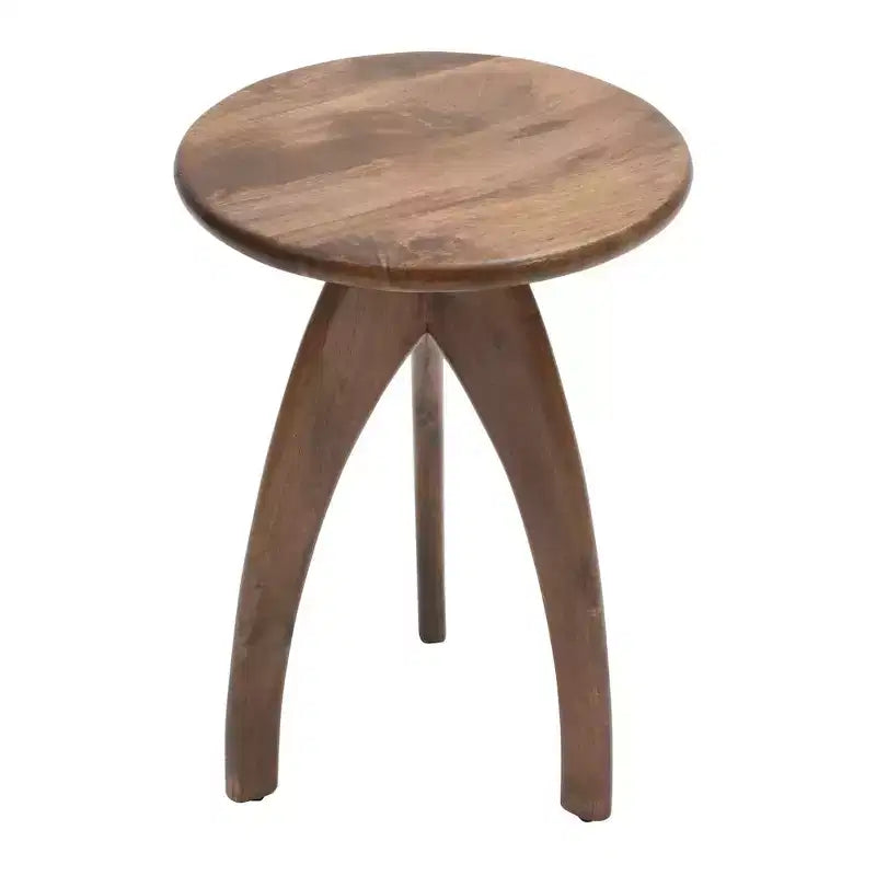 Jofran, Table d'appoint ronde incurvée "Space Age" du milieu du siècle en bois massif