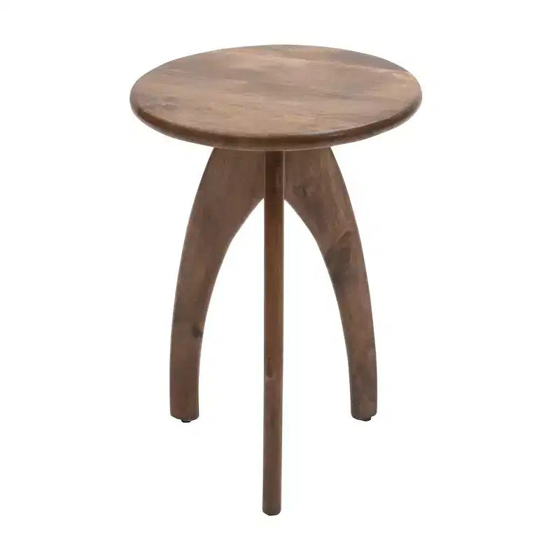 Jofran,Aero Curved Space Age Round Mid-Century Modern Solid Wood Accent End Table