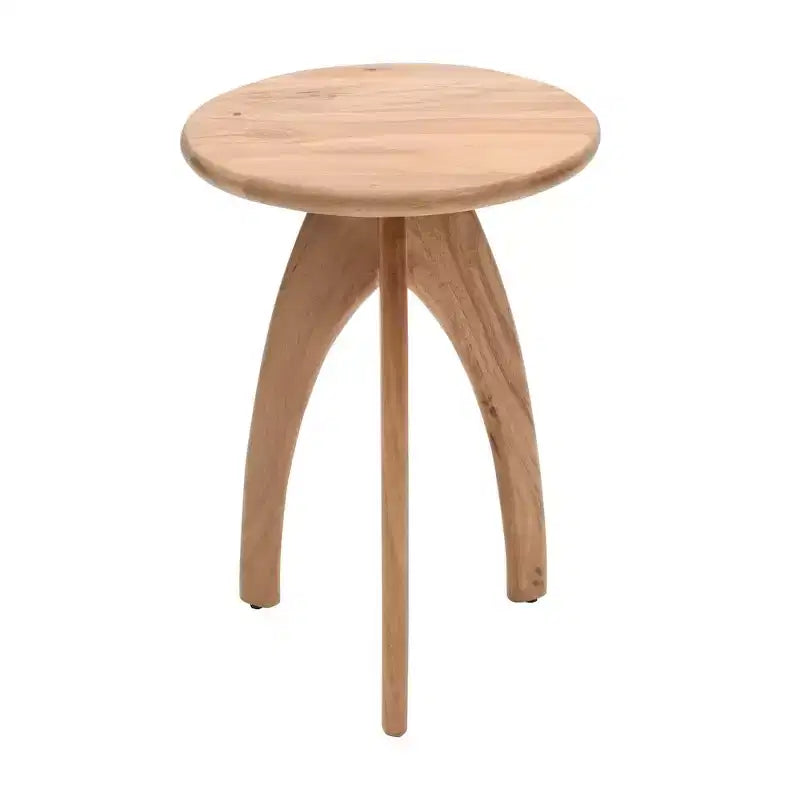 Jofran, Table d'appoint ronde incurvée "Space Age" du milieu du siècle en bois massif