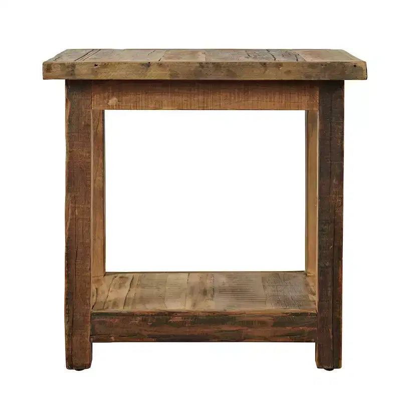 Jofran, table d'appoint rustique en bois massif recyclé avec étagère de rangement