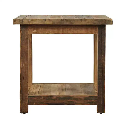 Jofran, table d'appoint rustique en bois massif recyclé avec étagère de rangement