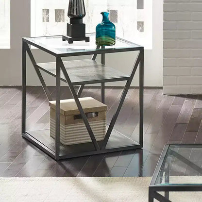 Table d'appoint Arista Liberty Furniture en marron galet avec finition vieillie gris délavé