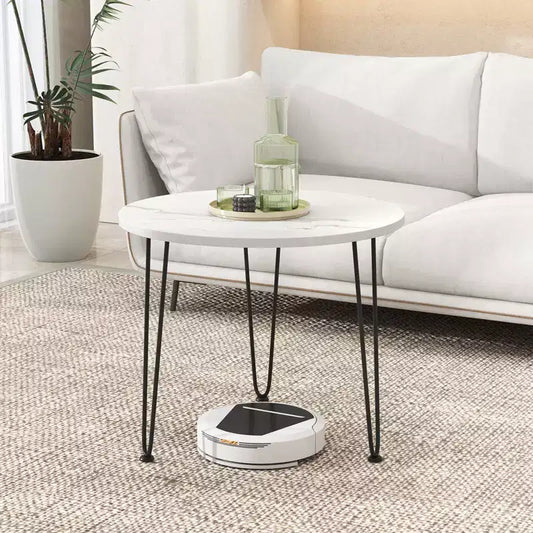 Table basse Costway aspect marbre avec pieds en métal pour salon/bureau, blanc