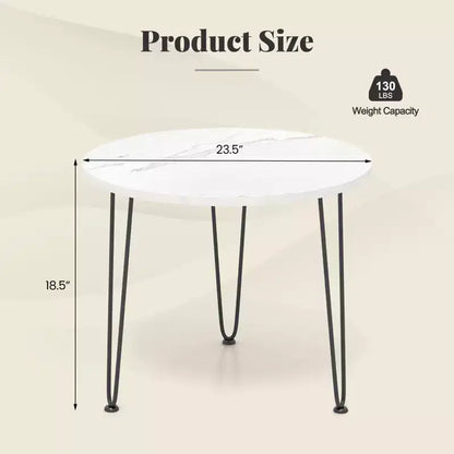 Table basse Costway aspect marbre avec pieds en métal pour salon/bureau, blanc