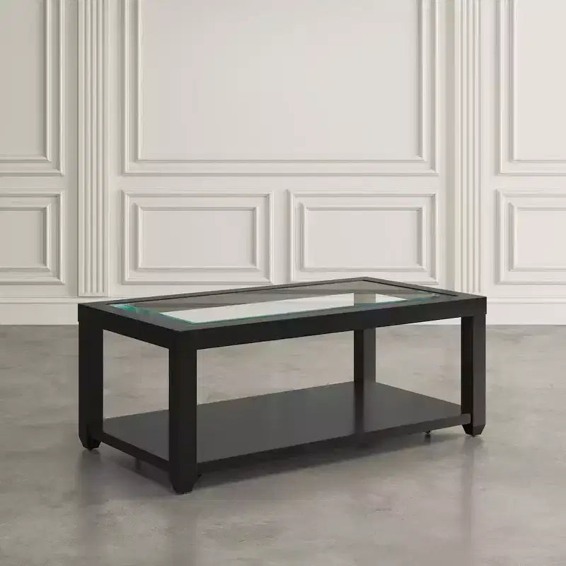 Table basse contemporaine rectangulaire Jofran Urban Icon avec plateau en verre
