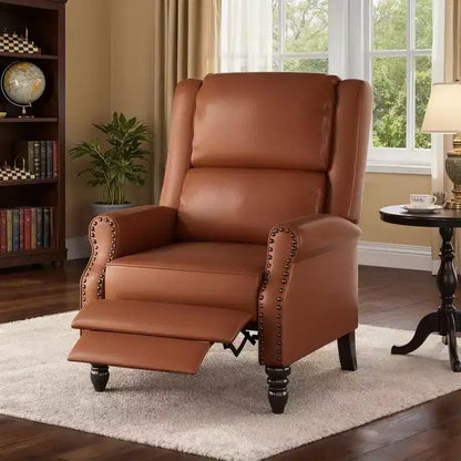 Fauteuil inclinable à dossier poussé MAYEERTY en similicuir marron whisky, design ergonomique pour salon, chambre et VR