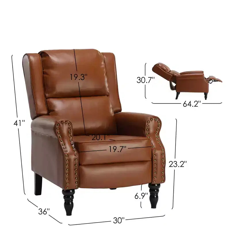 Fauteuil inclinable à dossier poussé MAYEERTY en similicuir marron whisky, design ergonomique pour salon, chambre et VR