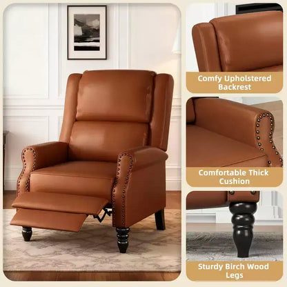 Fauteuil inclinable à dossier poussé MAYEERTY en similicuir marron whisky, design ergonomique pour salon, chambre et VR