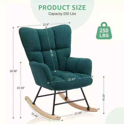 MAYEERTY Fauteuil à bascule moderne rembourré en teddy avec dossier haut pour chambre d'enfant, chambre à coucher, salon