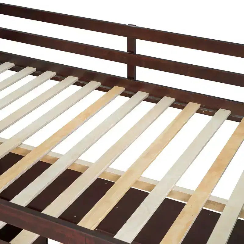 Lit mezzanine pleine taille Whisen avec 7 tiroirs, 2 étagères et bureau, construction solide