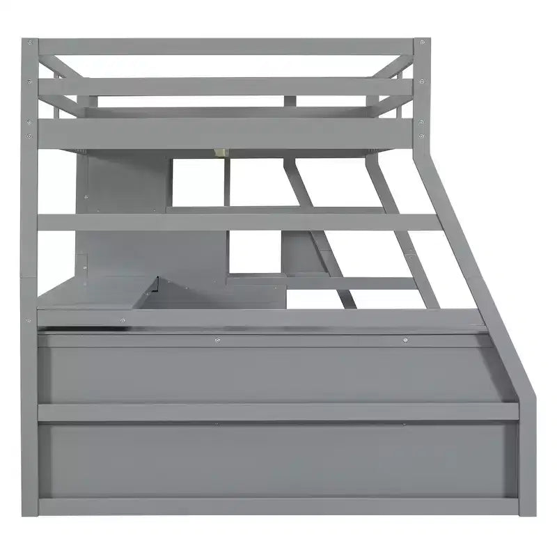 Lit mezzanine pleine taille Whisen avec 7 tiroirs, 2 étagères et bureau, construction solide