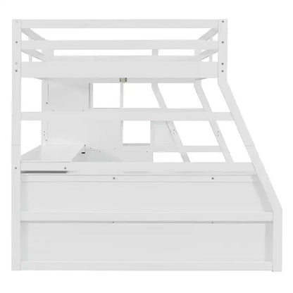 Lit mezzanine pleine taille Whisen avec 7 tiroirs, 2 étagères et bureau, construction solide