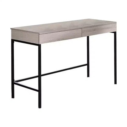 Bureau en bois Royal Hampton avec 2 tiroirs et cadre en métal, blanc délavé et noir