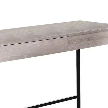 Bureau en bois Royal Hampton avec 2 tiroirs et cadre en métal, blanc délavé et noir