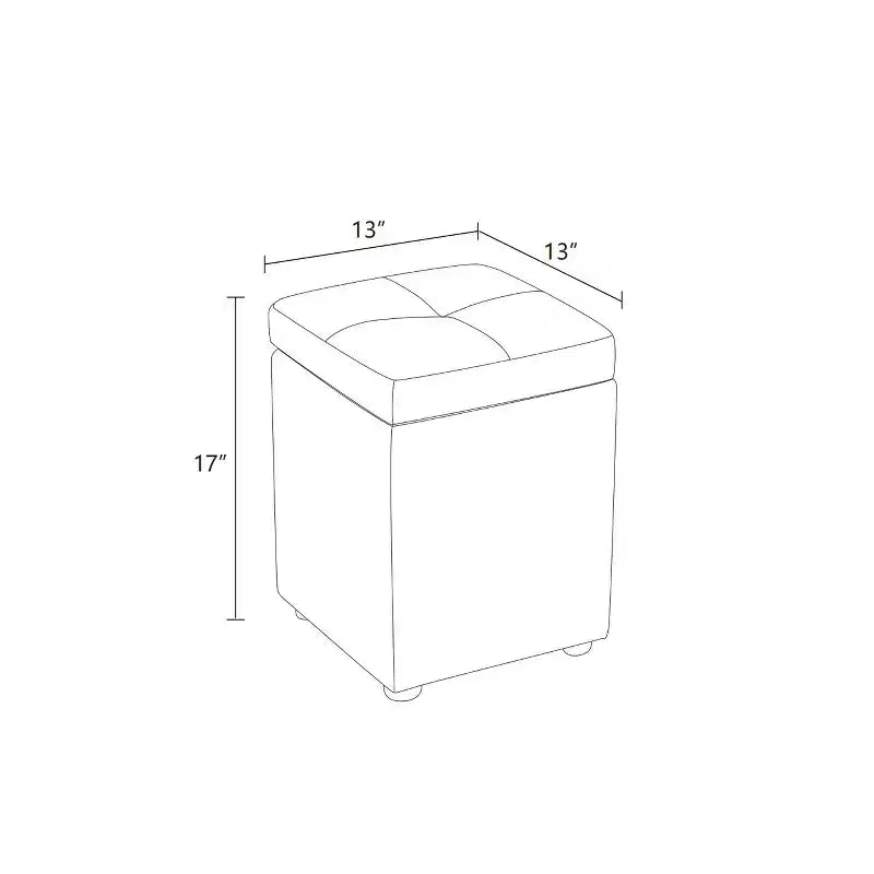 Pouffe de rangement carré blanc Hyleory avec revêtement en similicuir