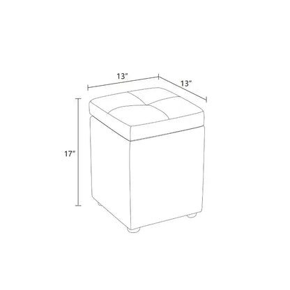 Pouffe de rangement carré blanc Hyleory avec revêtement en similicuir