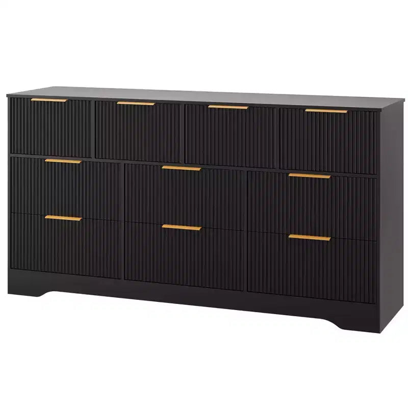 Commode cannelée pour chambre à coucher avec 10 tiroirs, commode moderne de 150 cm de large avec cadre en bois, meuble TV, organisateur de rangement de vêtements en bois