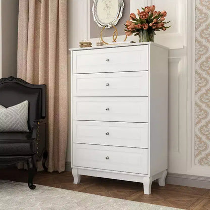 Famapy Commode verticale 5 tiroirs noire/blanche, commode avec finition brillante texturée, armoire de rangement haute, table d'appoint pour chambre/salon